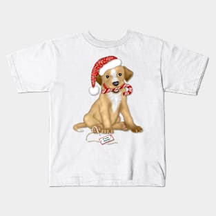 Christmas Santa Puppy Kids T-Shirt